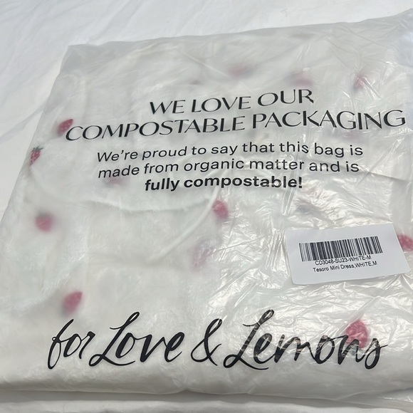 NEW For Love and lemons Tesoro Mini Dress size M, White and red - Picture 5 of 6